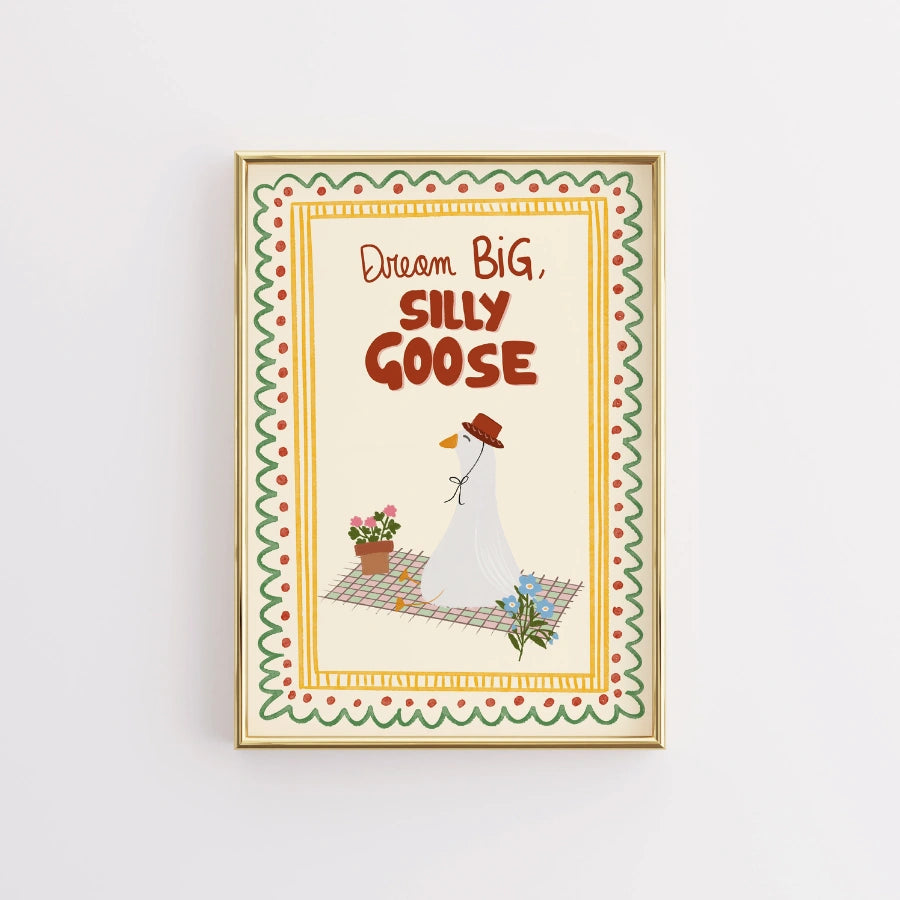 Silly Goose Nursery Print - Arte murale con animali da sogno per bambini