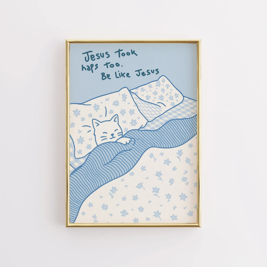 Anche Gesù faceva dei pisolini - Poster murale con gatto come Gesù