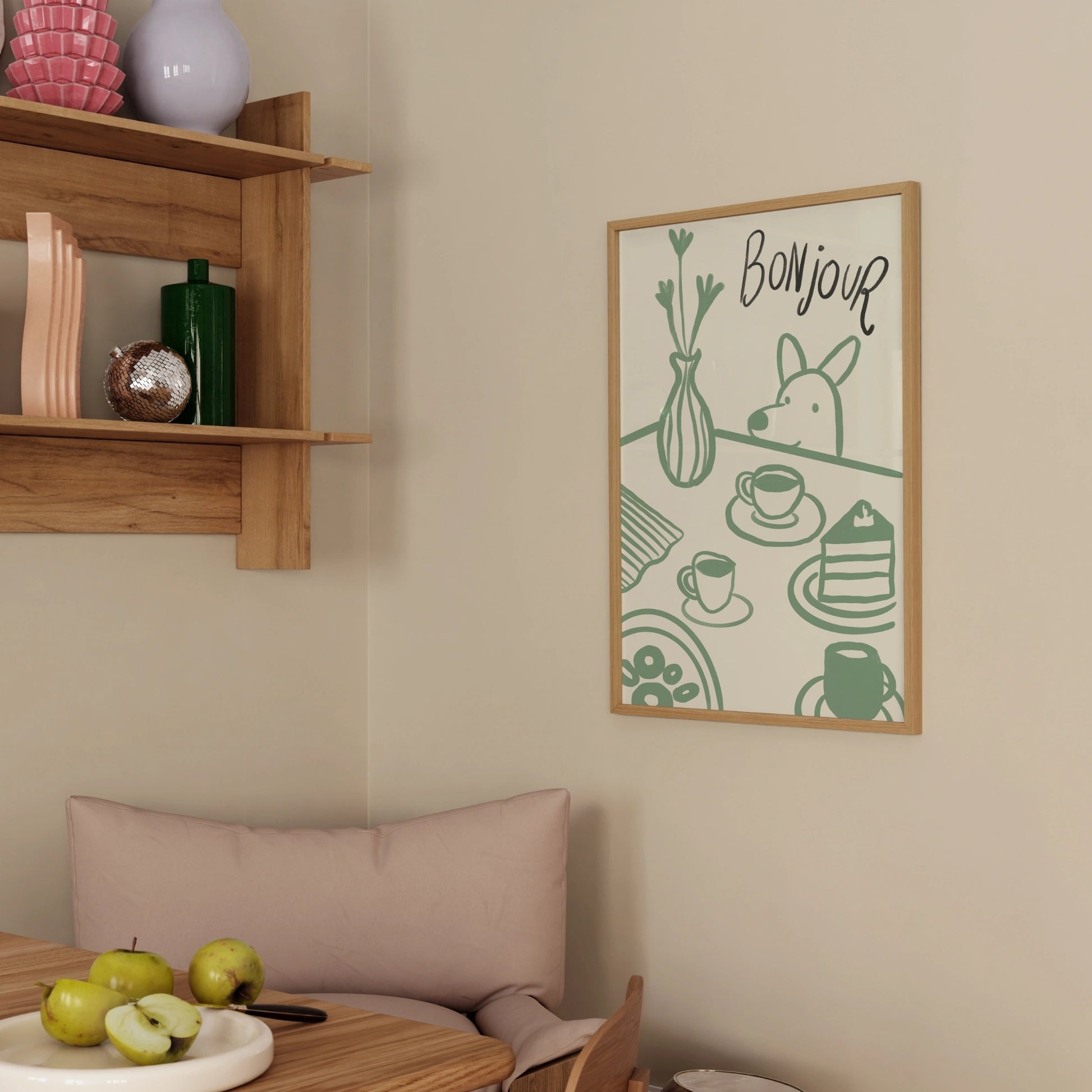 Decorazione murale per la tavola da pranzo italiana – Stampa di pasta, vino e cucina
