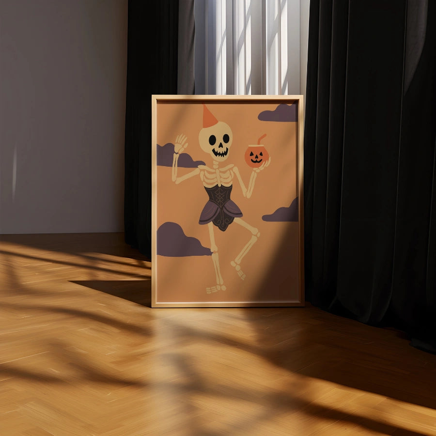 Scheletro danzante da parete – Divertente stampa di Halloween