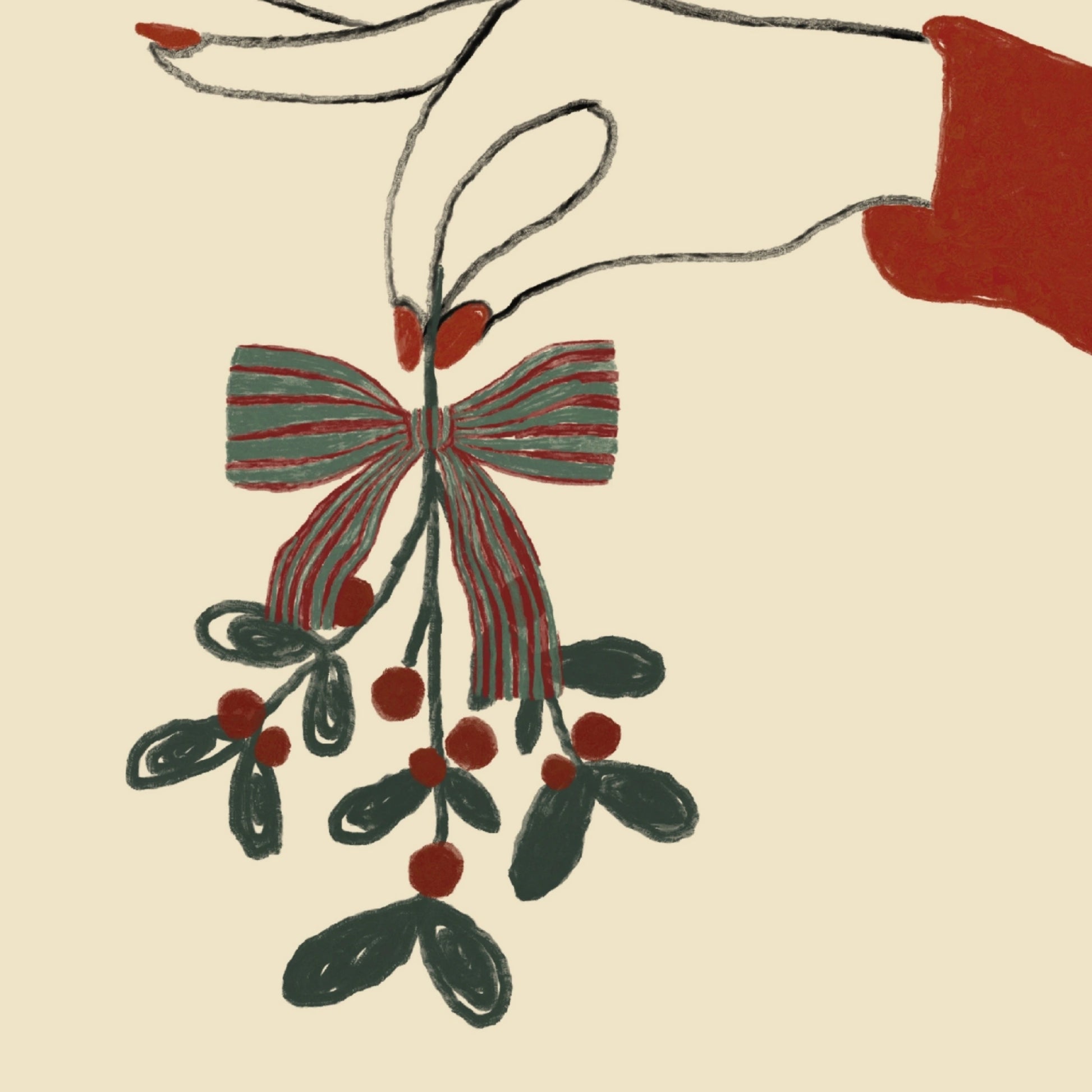 Stampa natalizia con vischio