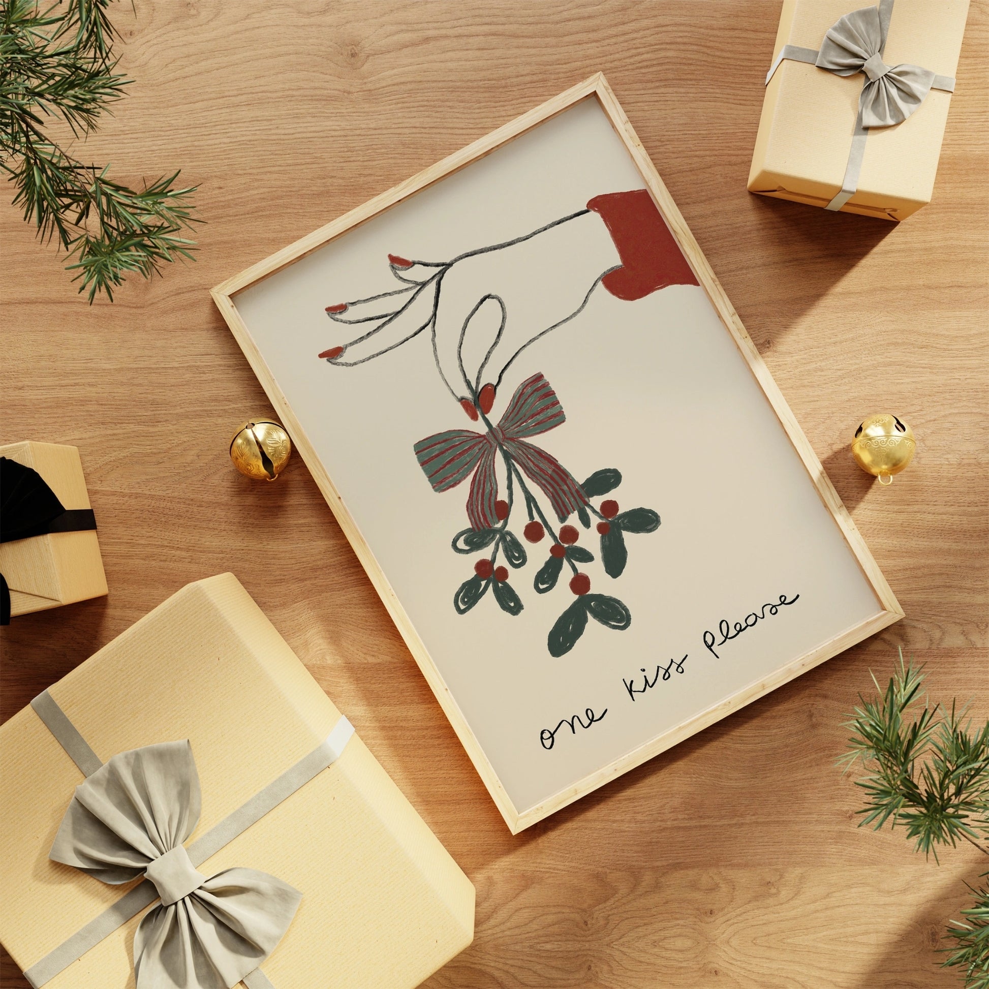 Stampa natalizia con vischio