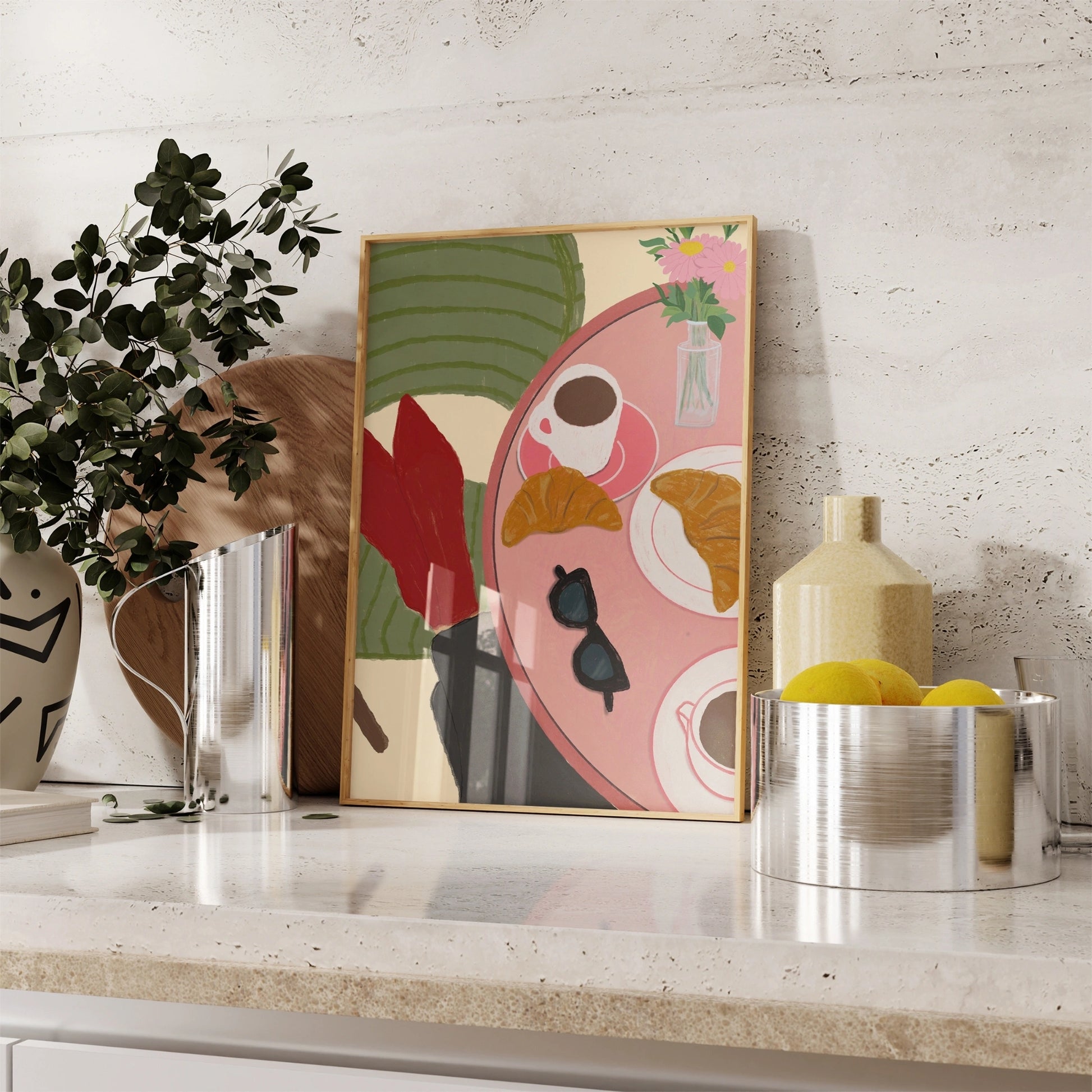 Decorazione murale per la tavola da pranzo italiana – Stampa di pasta, vino e cucina