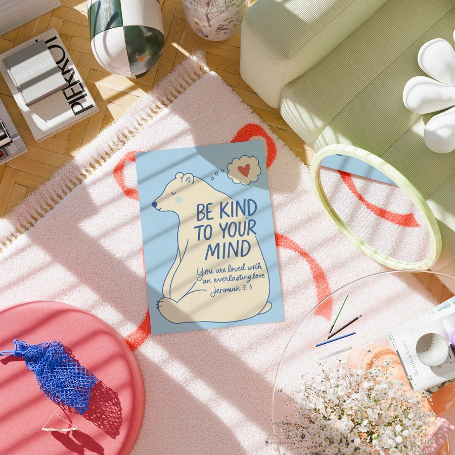 Sii gentile con la tua mente - Stampa murale sulla salute mentale cristiana