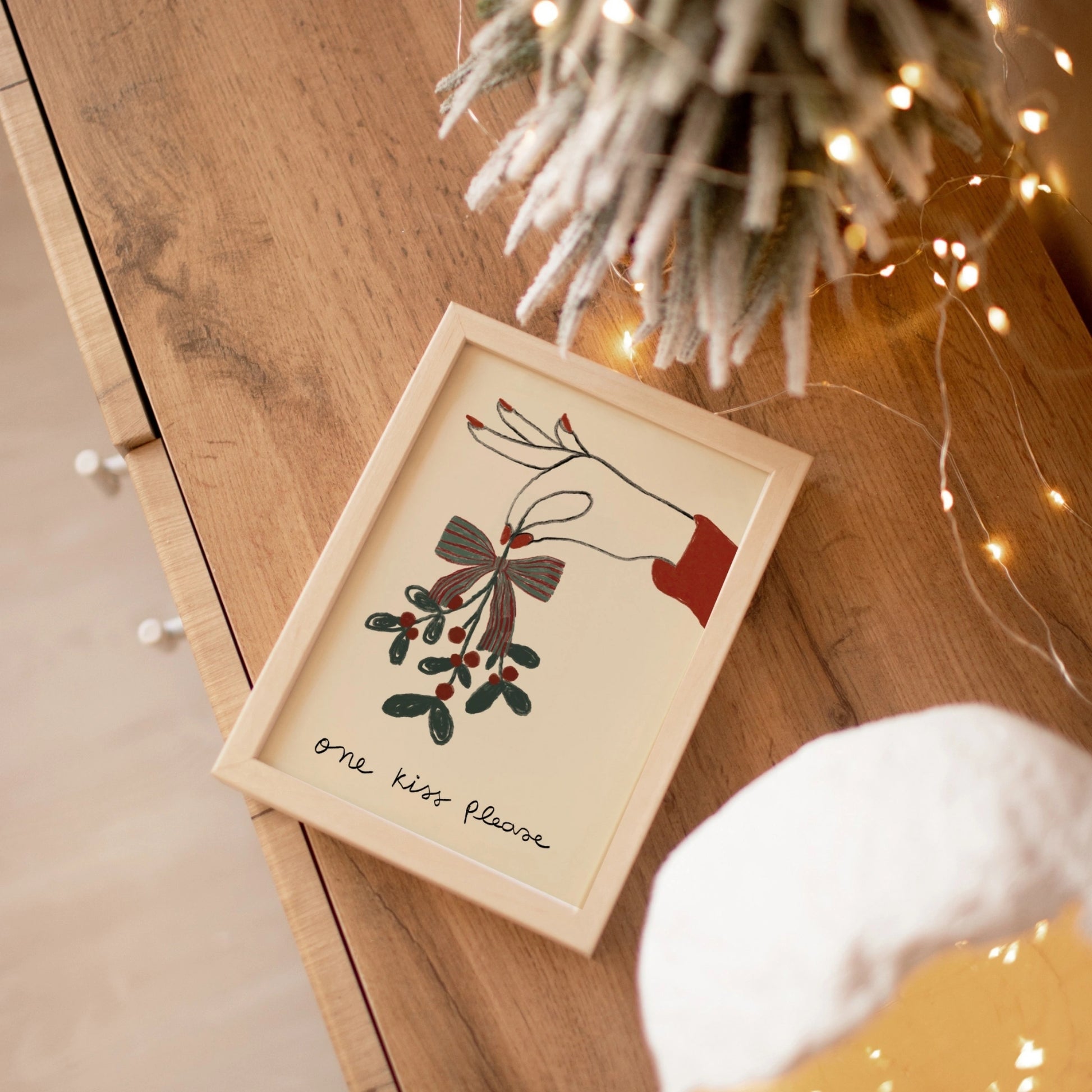 Stampa natalizia con vischio