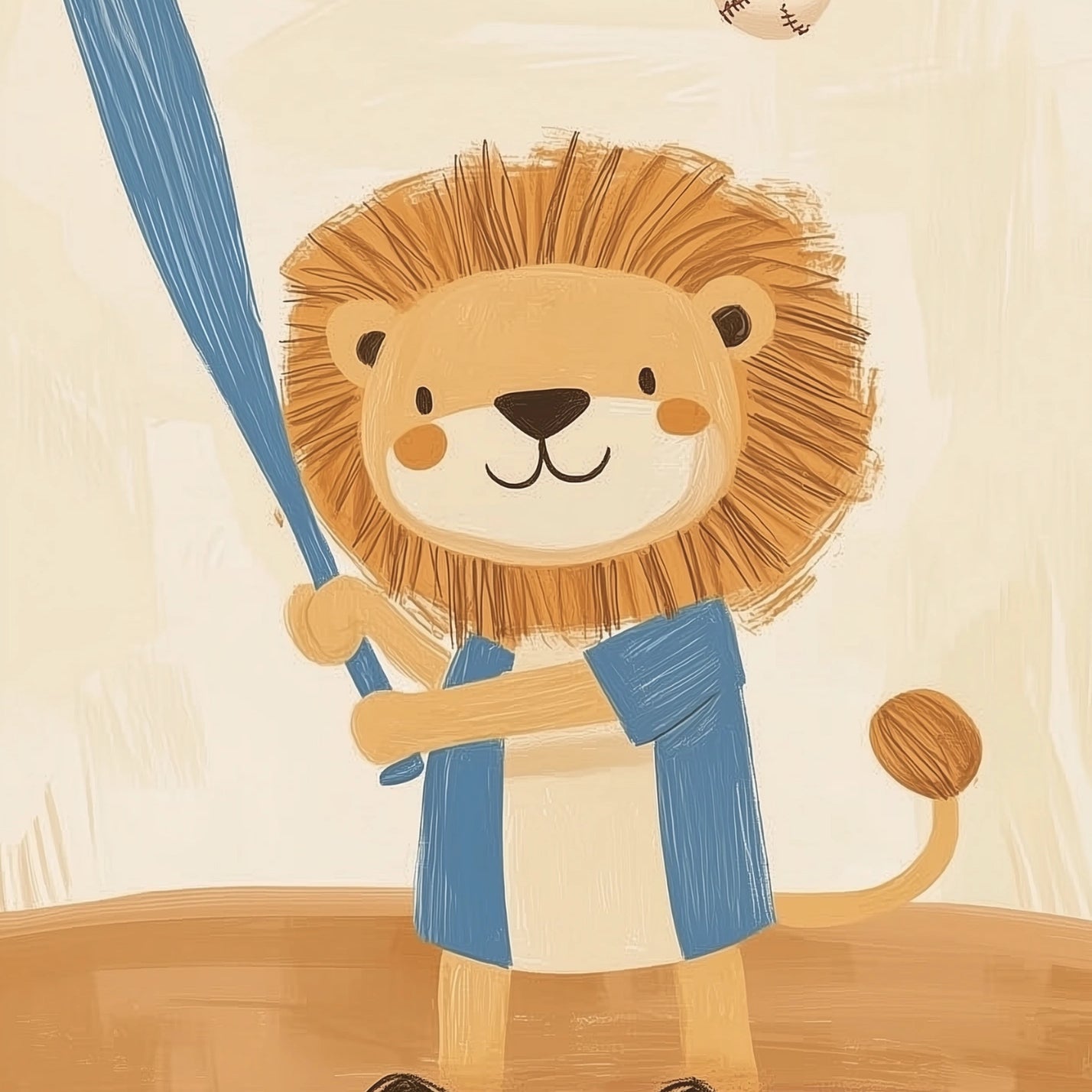 Baseball Lion Wall Art – Stampa di animali sportivi per la cameretta dei ragazzi