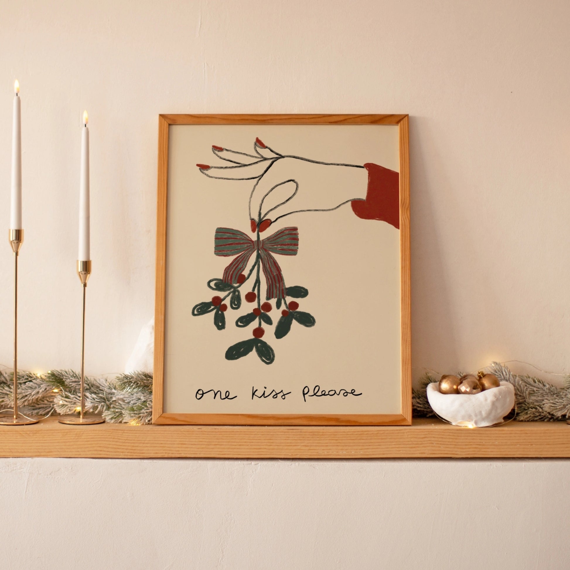 Stampa natalizia con vischio