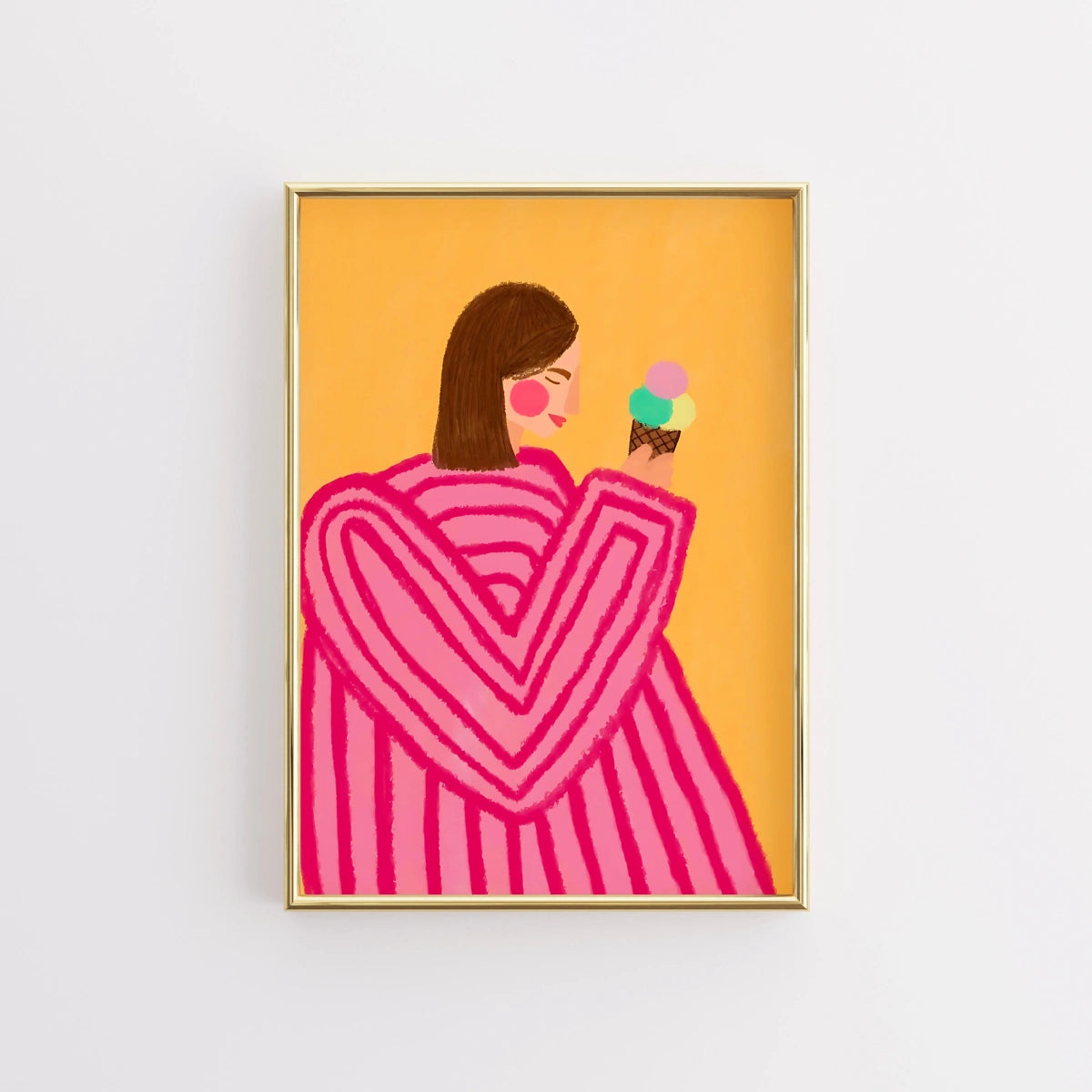 Decorazione murale Ice Cream Girl – Stampa maglione con cuore rosa