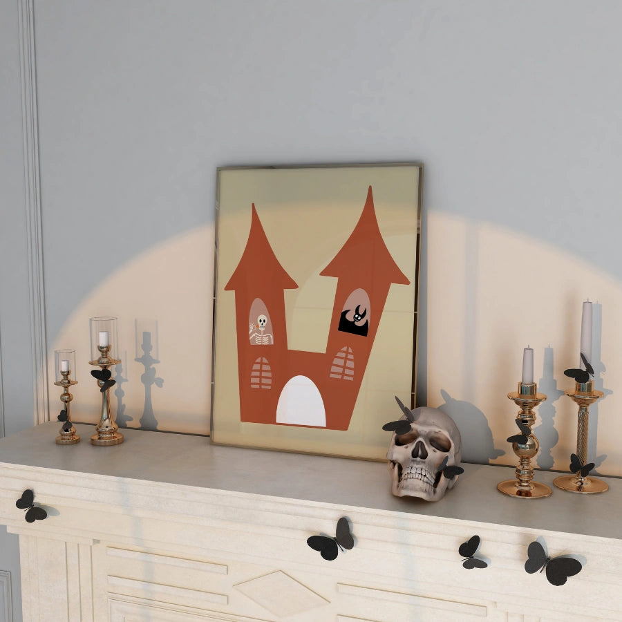Arte murale della casa stregata – Graziosa stampa del castello di Halloween