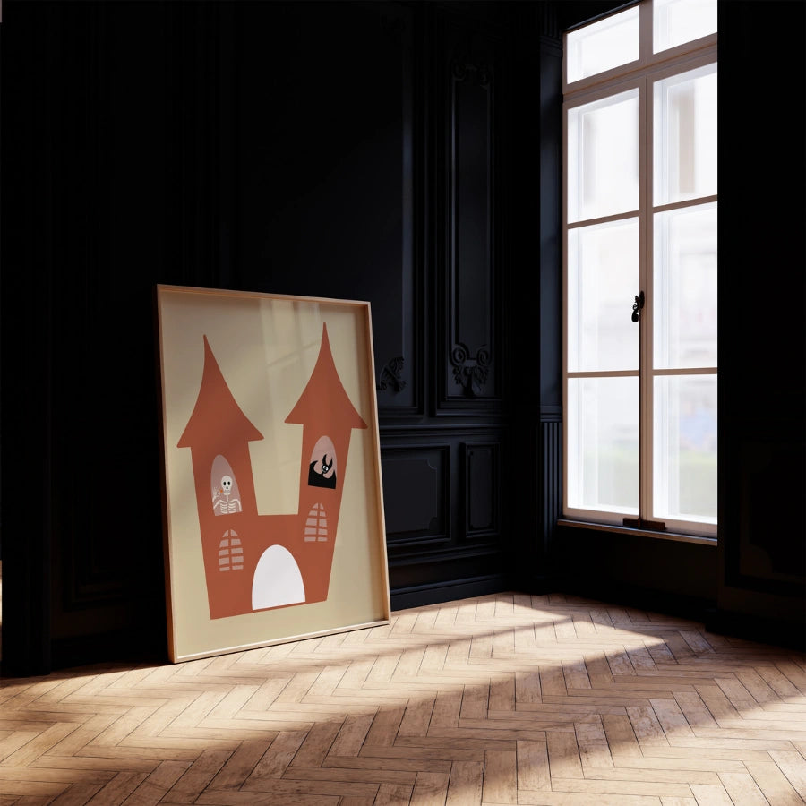 Arte murale della casa stregata – Graziosa stampa del castello di Halloween