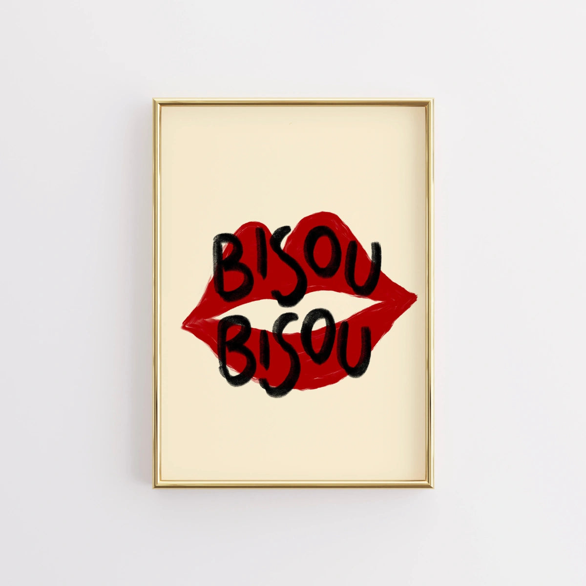 Bisou Bisou Wall Art – Stampa labbra rosse