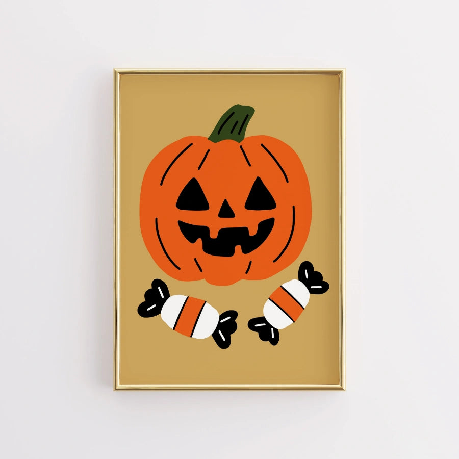 Decorazione murale di Halloween con zucca – Stampa di Jack-o'-Lantern con caramelle