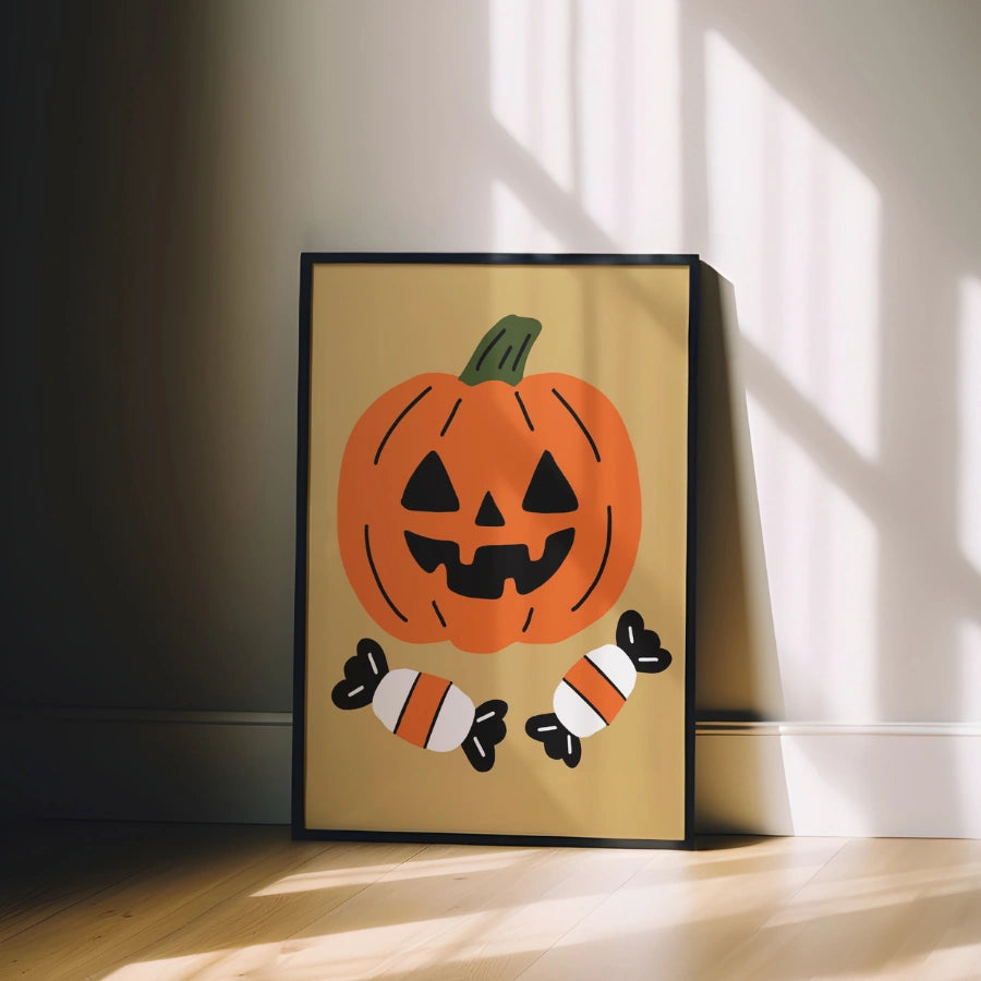 Decorazione murale di Halloween con zucca – Stampa di Jack-o'-Lantern con caramelle
