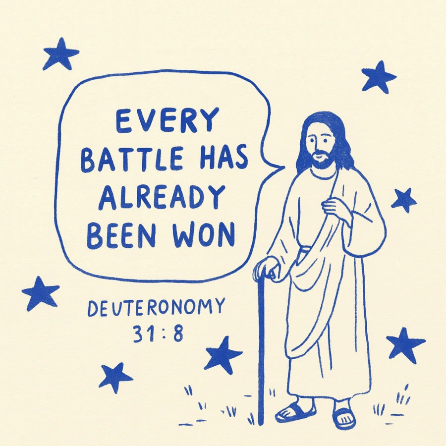 Ogni battaglia è già stata vinta - Poster con Scritture basate sulla fede