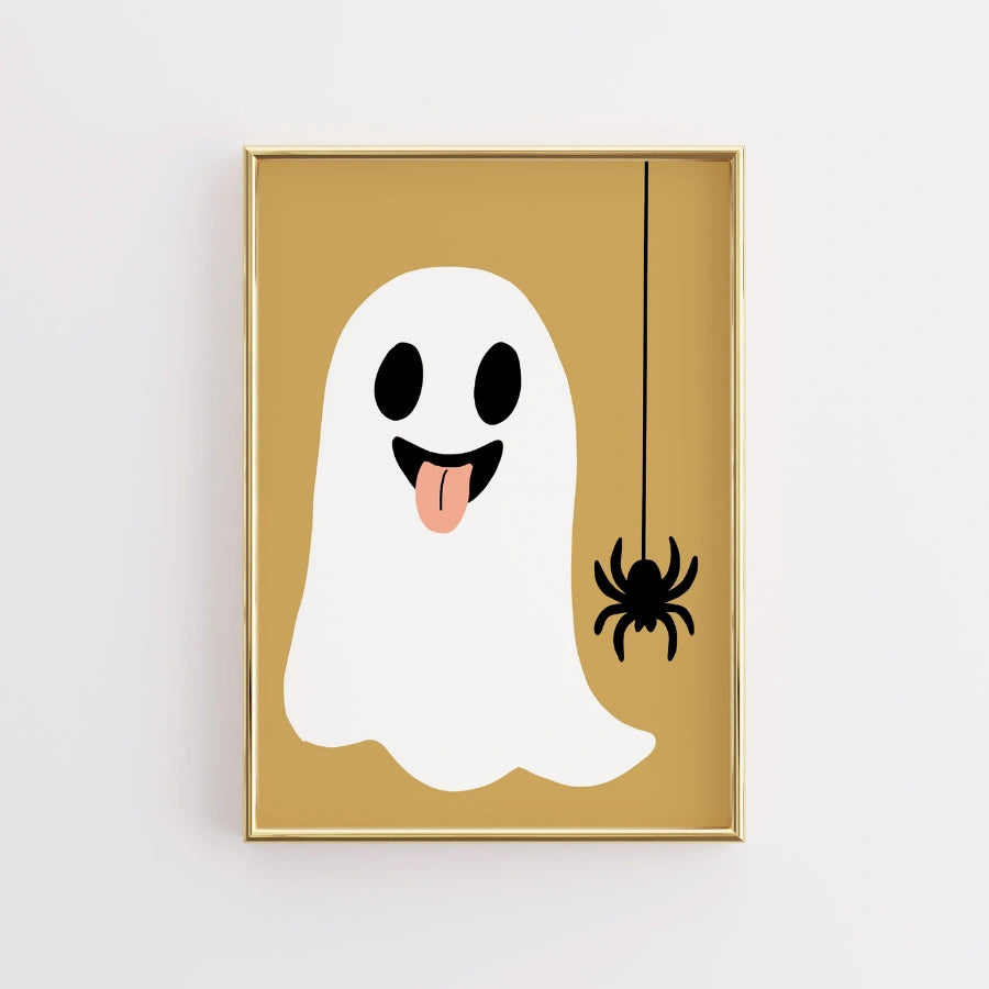 Decorazione murale di Halloween con fantasmi e ragni – Graziosa stampa decorativa per Halloween