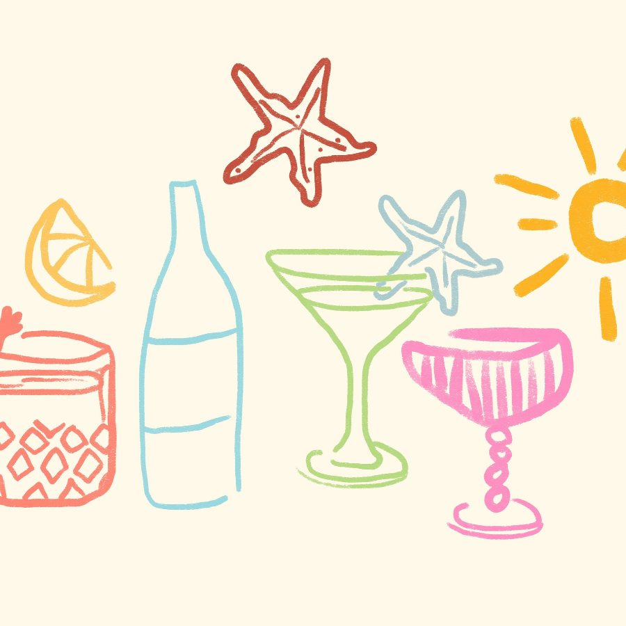 Stampa di cocktail estivi – Arte murale da bar costiero