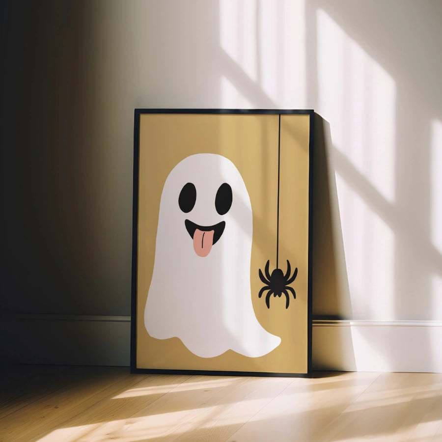 Decorazione murale di Halloween con fantasmi e ragni – Graziosa stampa decorativa per Halloween