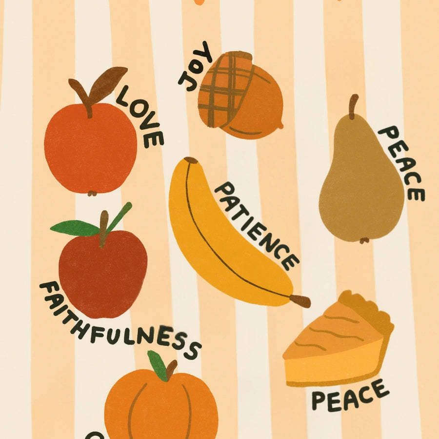 Arte murale "Frutti dello Spirito" - Stampa cristiana autunnale con versetto della Bibbia