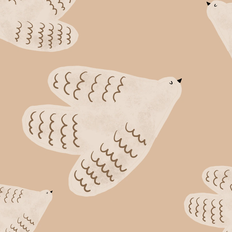 Stampa per cameretta dei bambini "Flying Doves" - Simpatica decorazione murale con animali per bambini