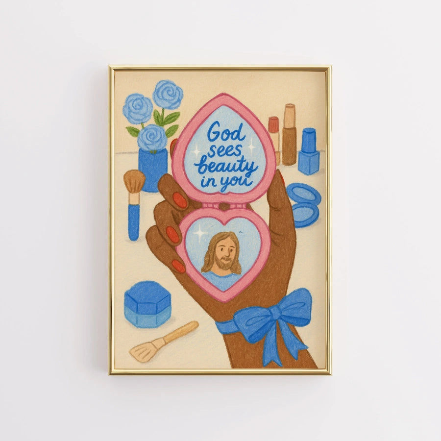 Dio vede la bellezza in te - Stampa murale con affermazione cristiana