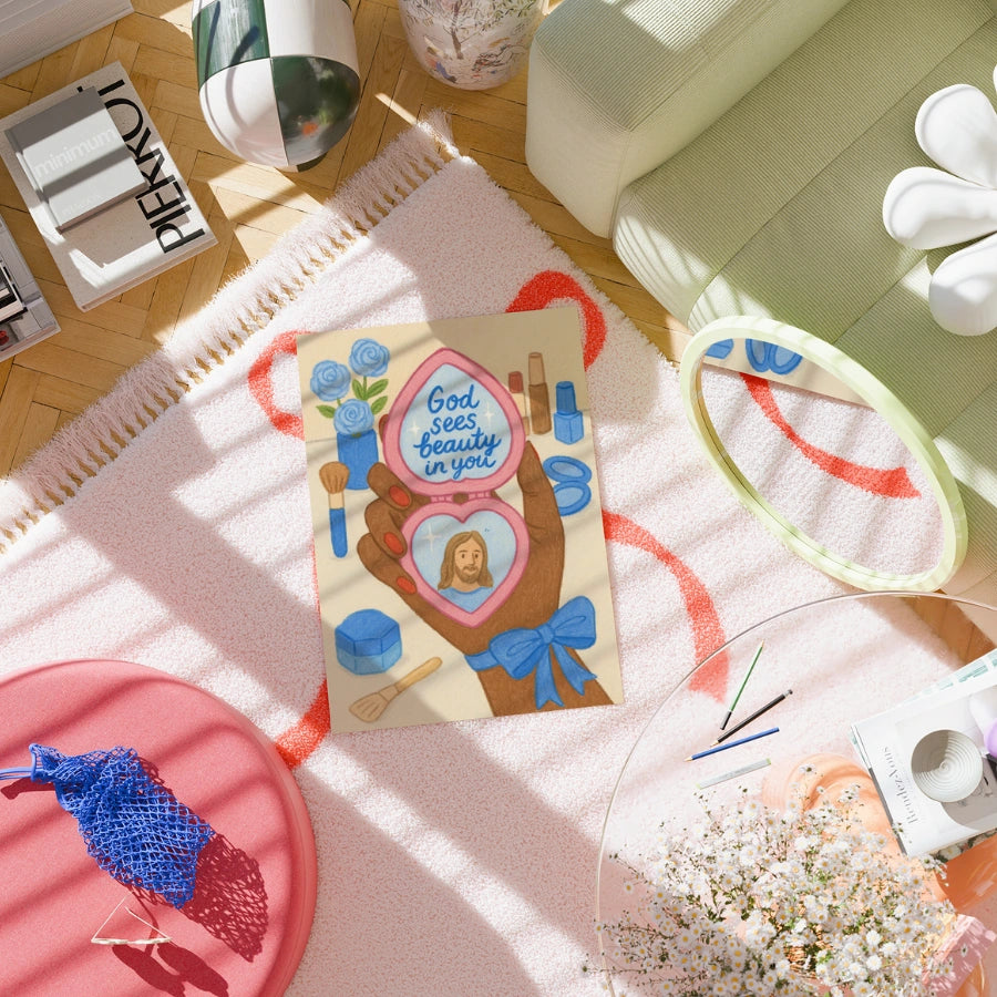 Dio vede la bellezza in te - Stampa murale con affermazione cristiana