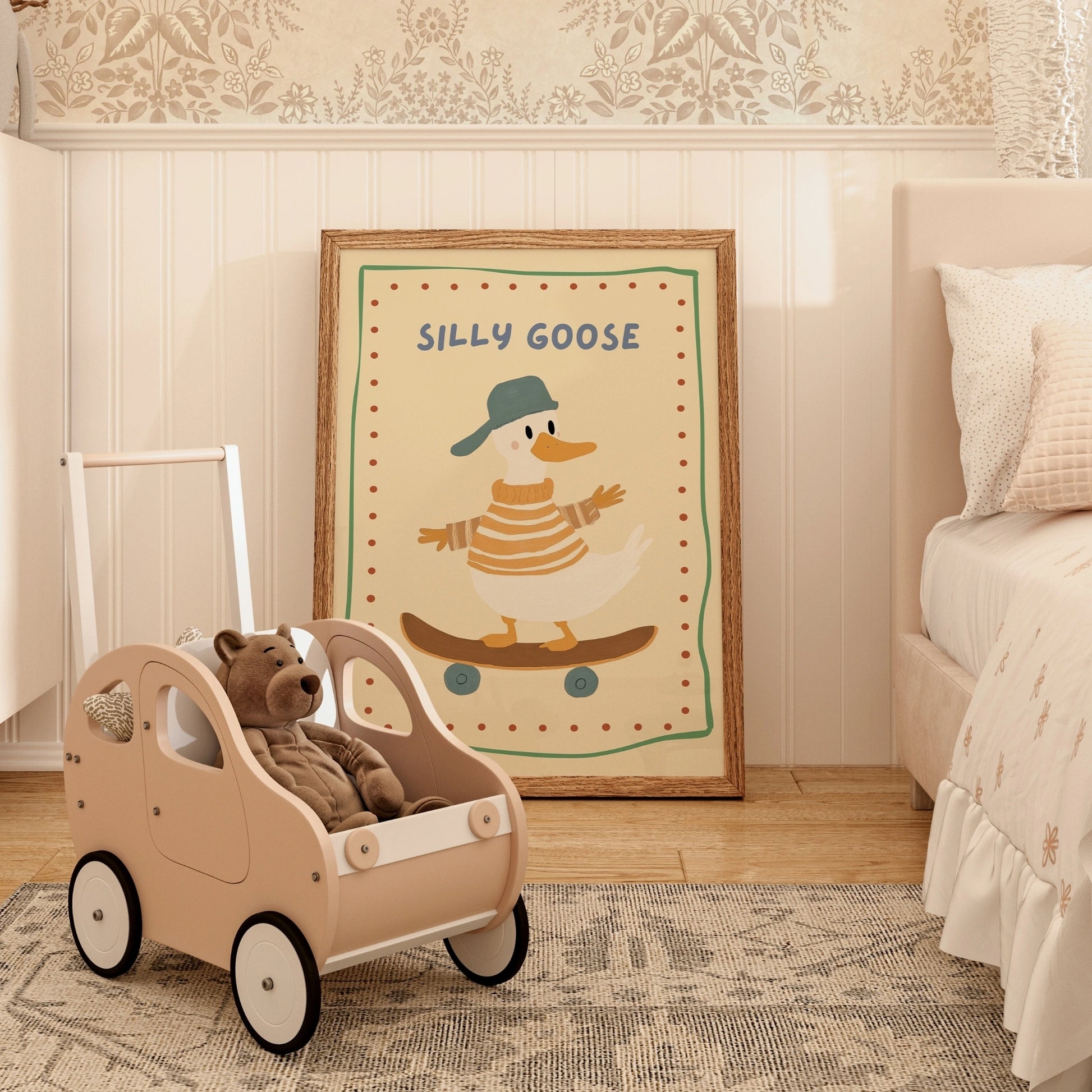 Silly Goose Nursery Wall Art - Stampa divertente di anatre per la cameretta dei bambini