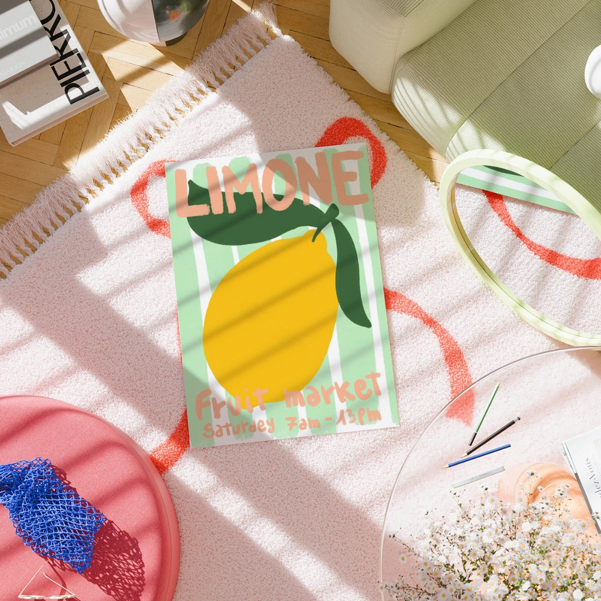 Stampa del mercato dei limoni – Arte murale del banco di frutta italiano