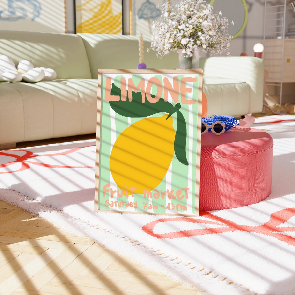 Stampa del mercato dei limoni – Arte murale del banco di frutta italiano