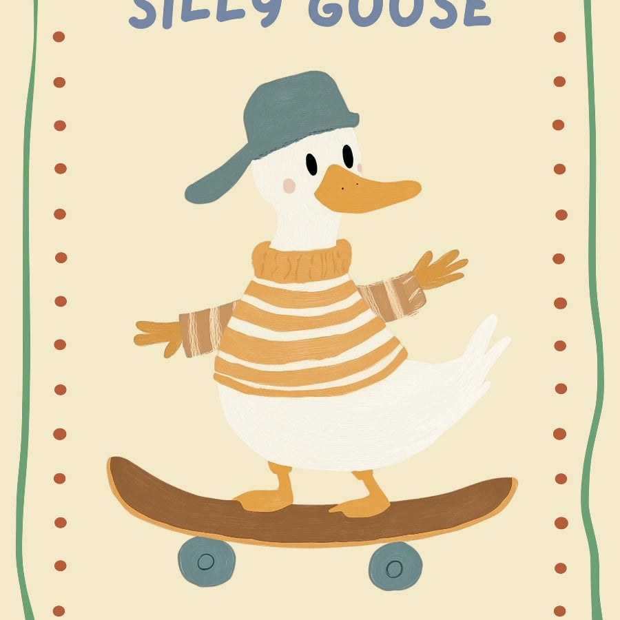 Silly Goose Nursery Wall Art - Stampa divertente di anatre per la cameretta dei bambini