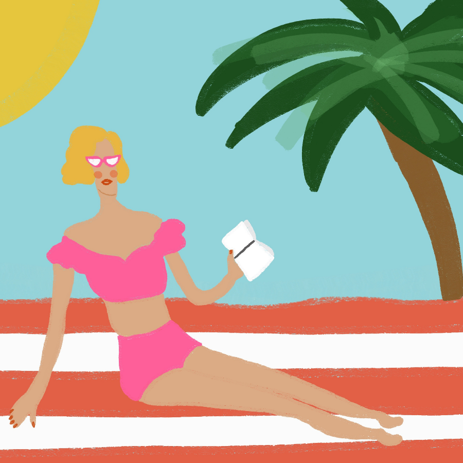 Stampa Preppy Beach Girl – Arte murale estiva retrò