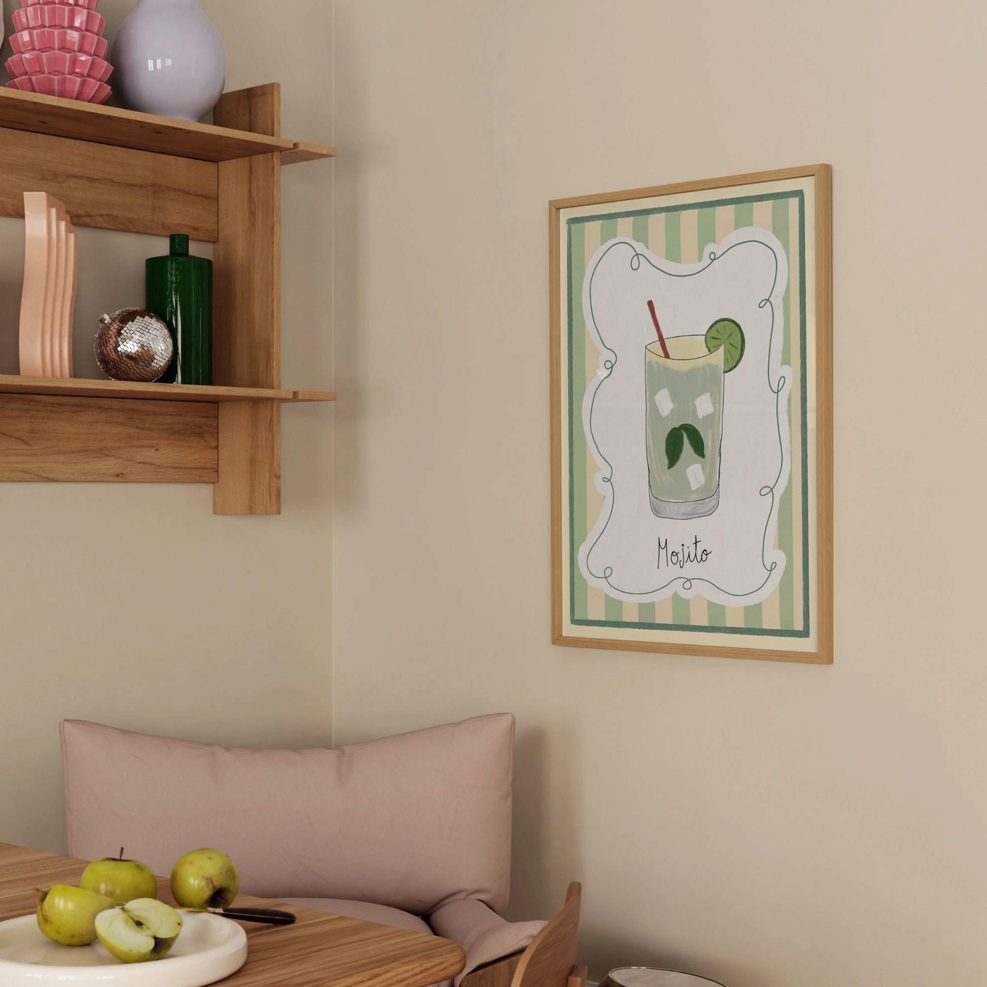 Decorazione murale per la tavola da pranzo italiana – Stampa di pasta, vino e cucina