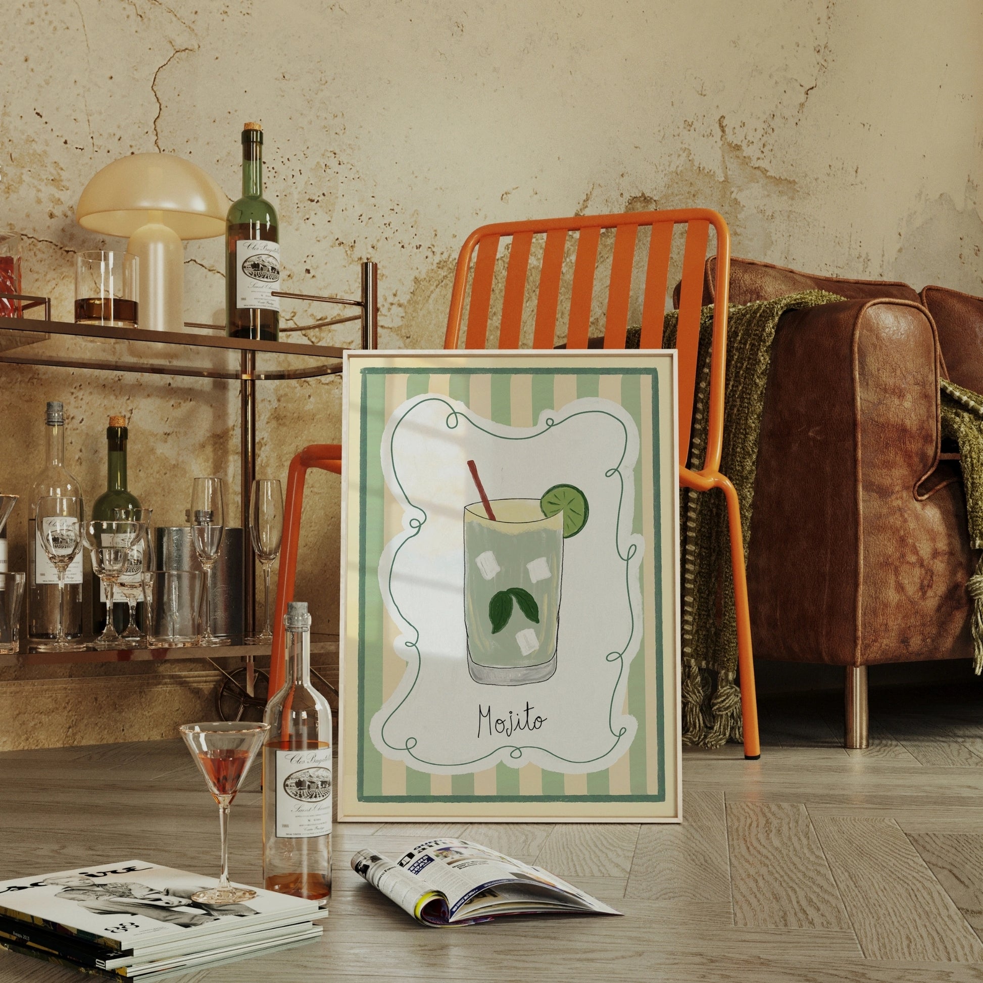 Decorazione murale per la tavola da pranzo italiana – Stampa di pasta, vino e cucina