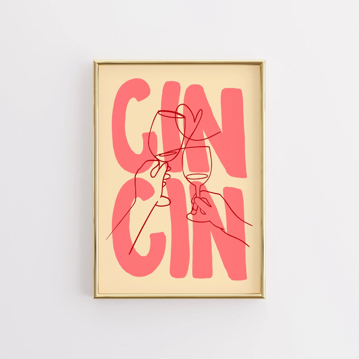 Cin Cin Wall Art – Stampa moderna con brindisi al vino