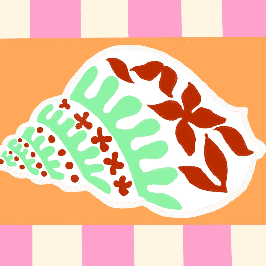 Stampa di conchiglie tropicali – Arte murale costiera preppy