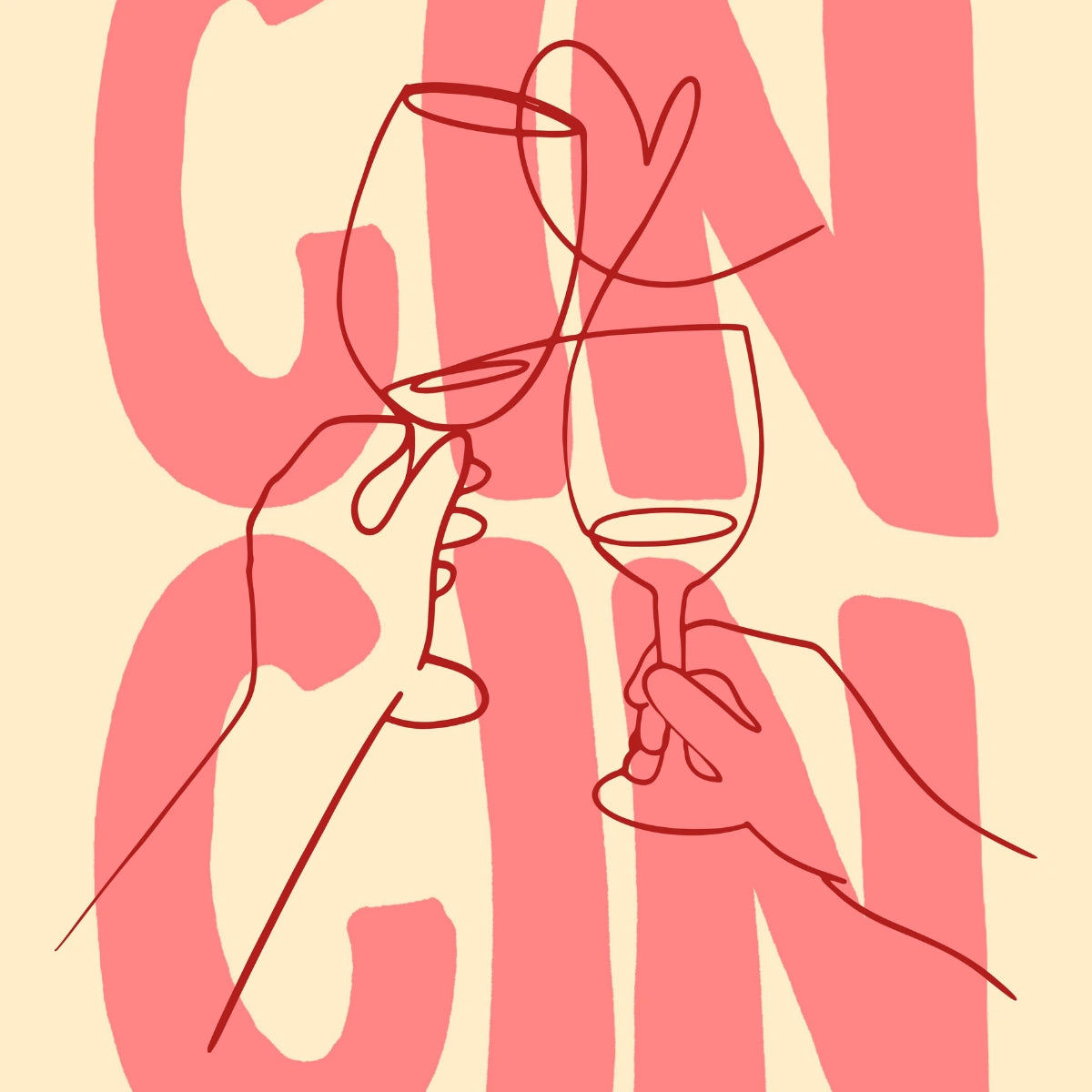 Cin Cin Wall Art – Stampa moderna con brindisi al vino