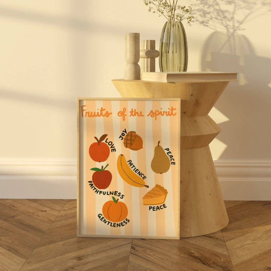 Arte murale "Frutti dello Spirito" - Stampa cristiana autunnale con versetto della Bibbia