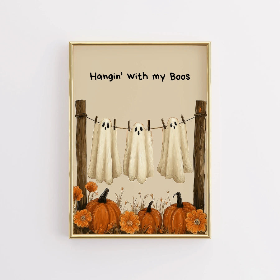 Stampa "Hangin' With My Boos" - Simpatici amici fantasmi, decorazione murale di Halloween