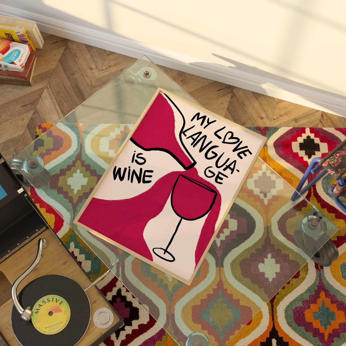 Il linguaggio dell'amore è il vino - Arte murale - Stampa divertente