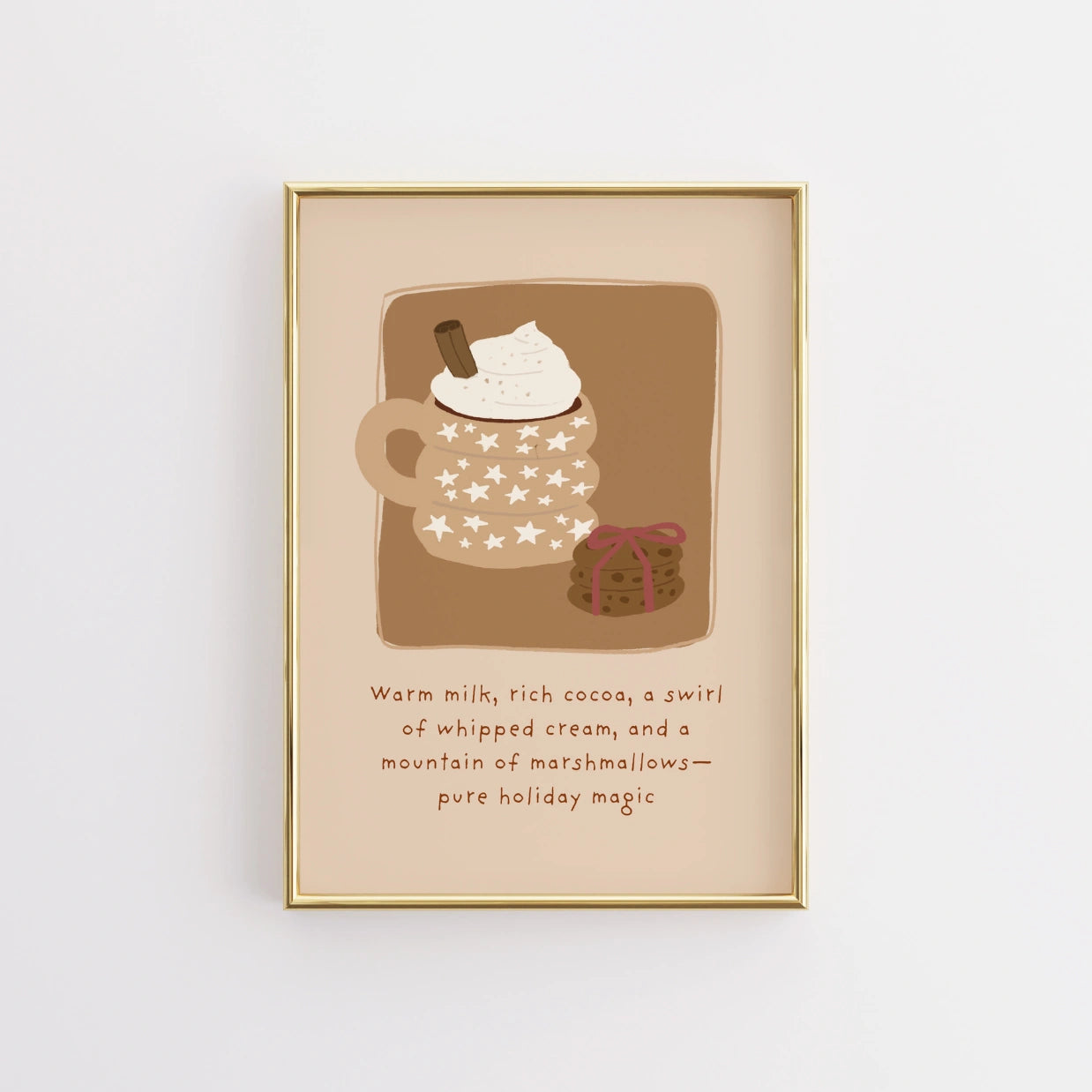 Decorazione murale natalizia con cioccolata calda