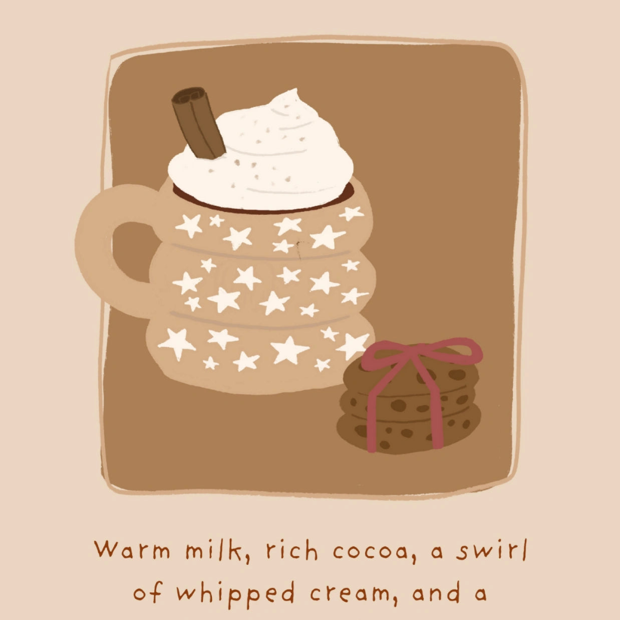 Decorazione murale natalizia con cioccolata calda