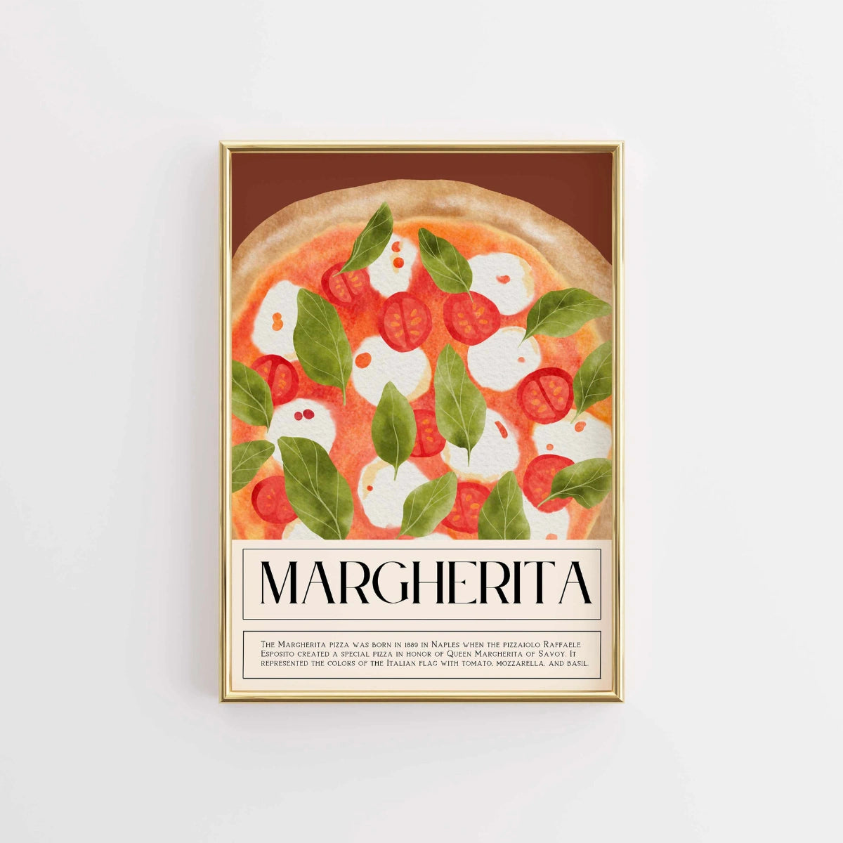 Margherita Pizza Wall Art – Poster di cibo italiano