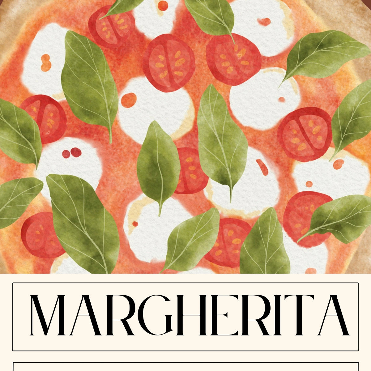 Margherita Pizza Wall Art – Poster di cibo italiano
