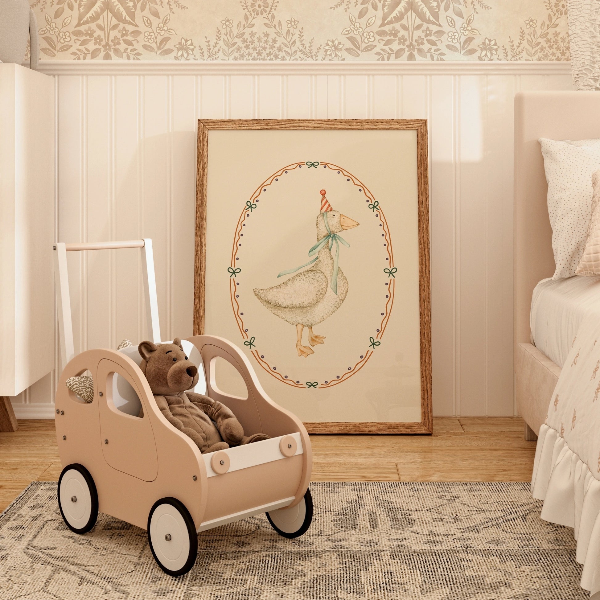 Decorazione murale con anatra da festa - Stampa di animali da fattoria stravaganti