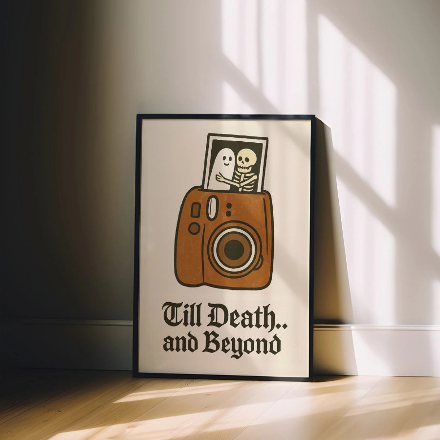 Stampa di Halloween "Till Death" - Coppia di fantasmi e scheletri