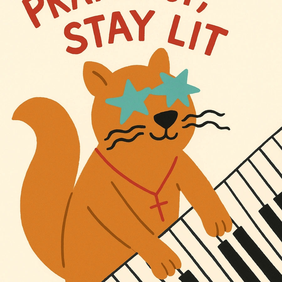 Praise Up Stay Lit Wall Art - Divertente stampa cristiana