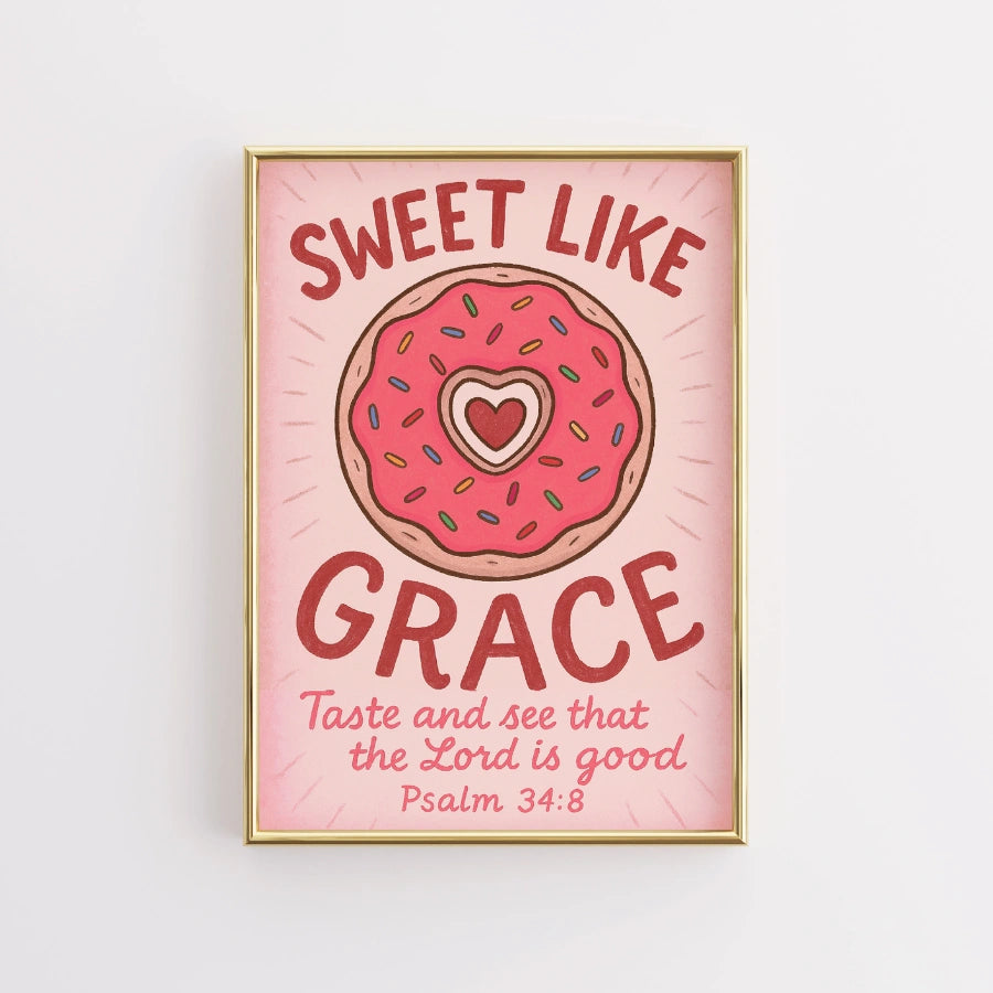 Sweet Like Grace Wall Art – Poster con versetto biblico sulla ciambella