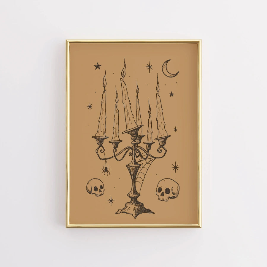 Stampa di Halloween con candelabro gotico – Arte delle candele stregonesche