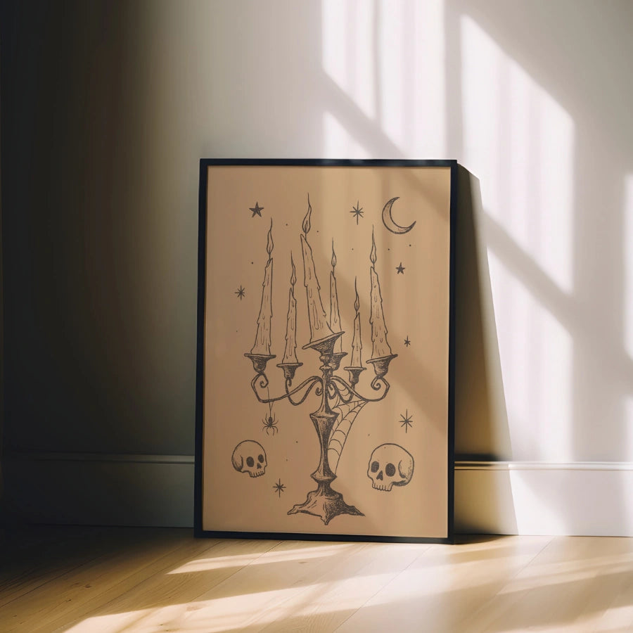 Stampa di Halloween con candelabro gotico – Arte delle candele stregonesche