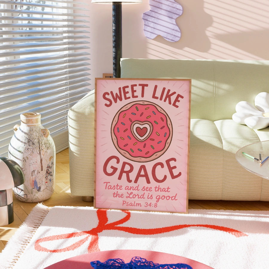 Sweet Like Grace Wall Art – Poster con versetto biblico sulla ciambella