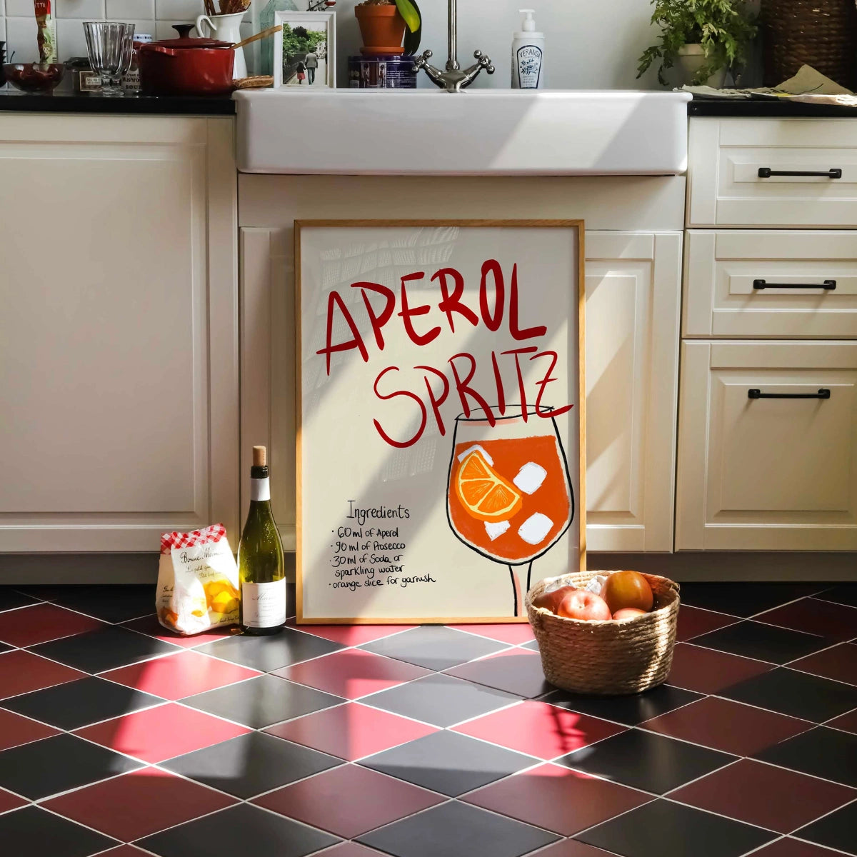 Stampa della ricetta dell'Aperol Spritz - Arte murale per cocktail retrò